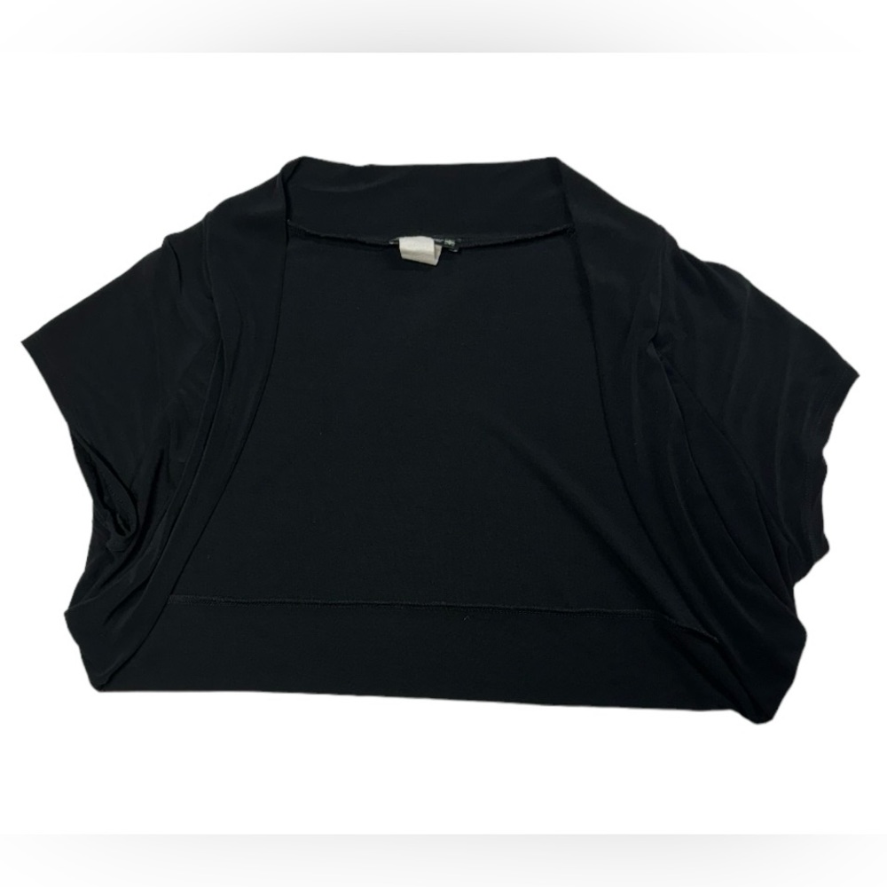 Stargazer size 2XL black short sleeve cropped thin cardigan.